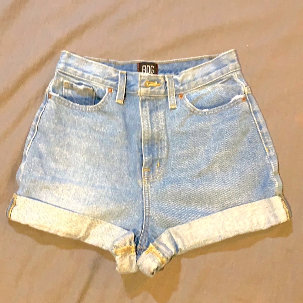high waisted blue jean shorts